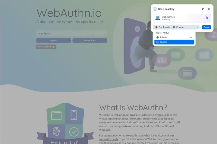 Bir web sitesi bu teknolojiyi desteklediğinde passeyleri kaydetmek için 1Password fedakarlıklar.