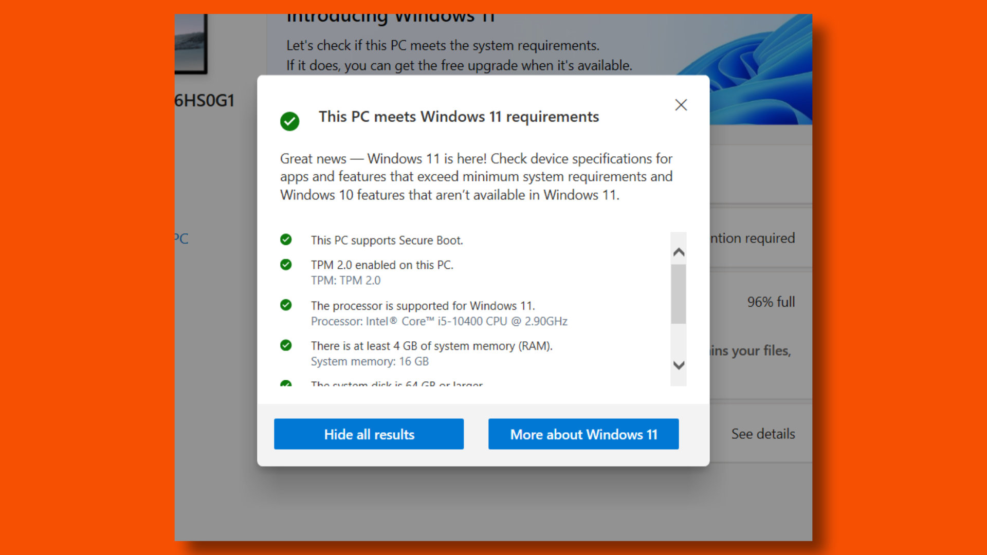 10. nesil Intel CPU'yu gösteren PC Sağlık Kontrolü desteklenmeye devam ediyor