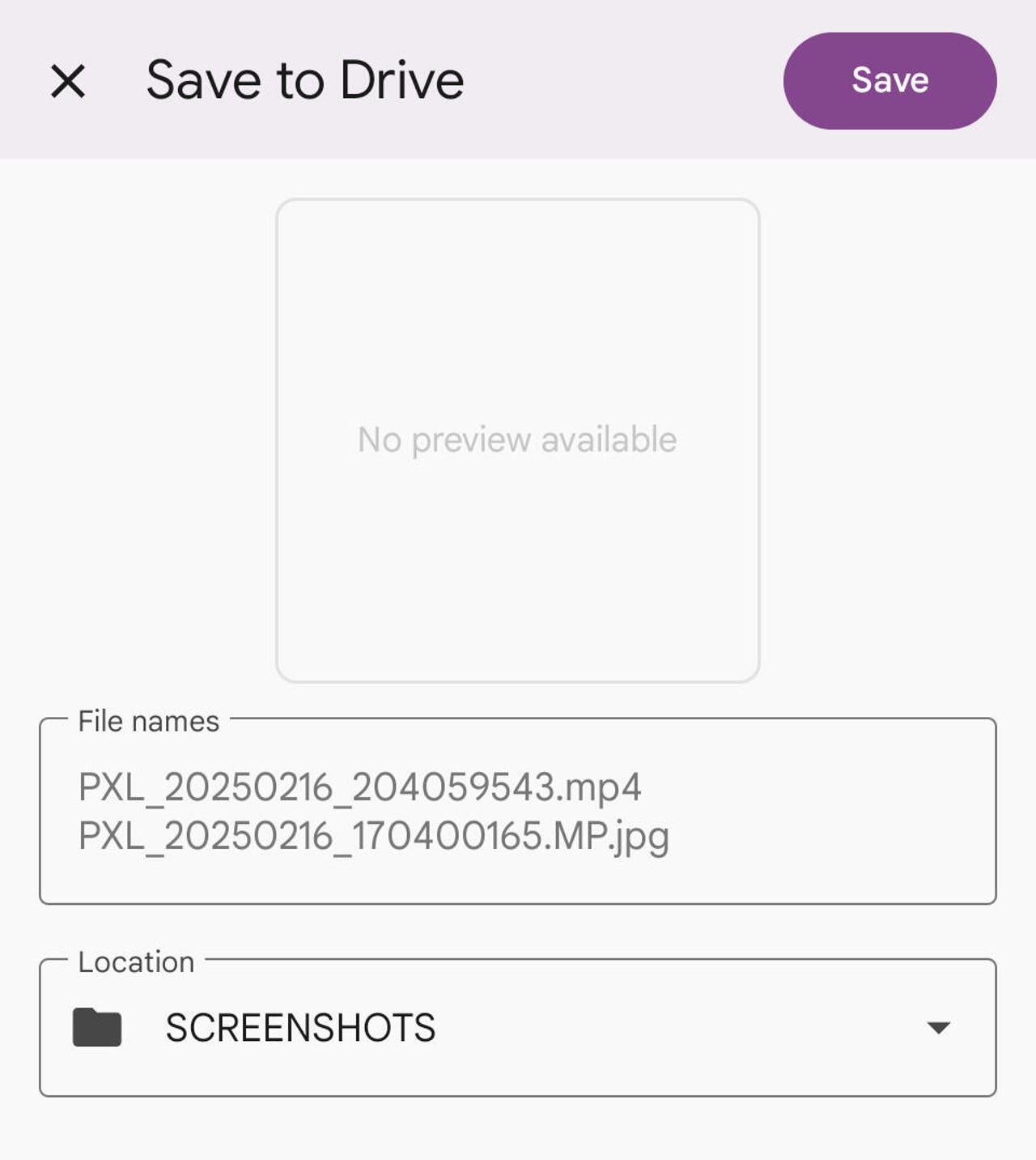 Android "Sürmek İçin Kaydet" Pencere açılır.