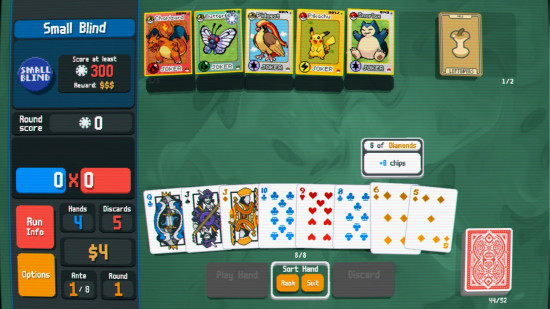 En iyi Balatro modlarından Pokermon sayesinde Pokemon temalı joker ve tarot kartları ile Balatro oyunu gösterilmiştir.