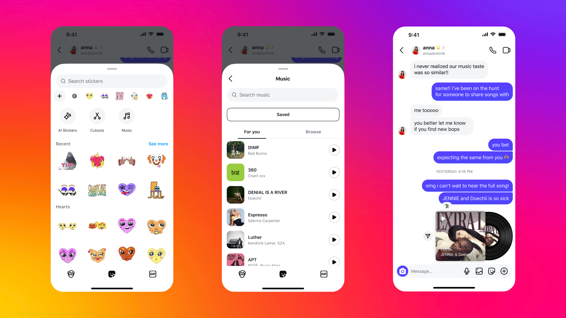 Instagram DMS müzik paylaşımı