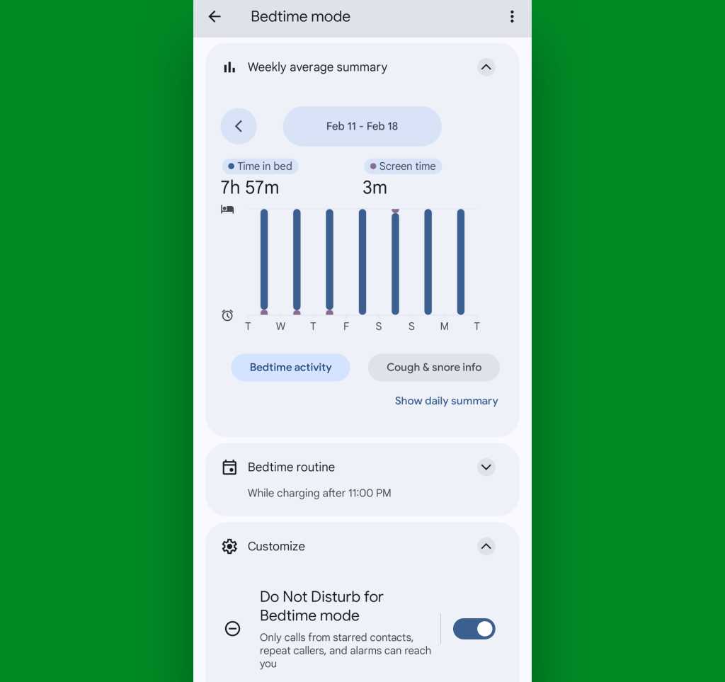 Google Pixel Saat Uygulaması: Yatma Zamanı Modu