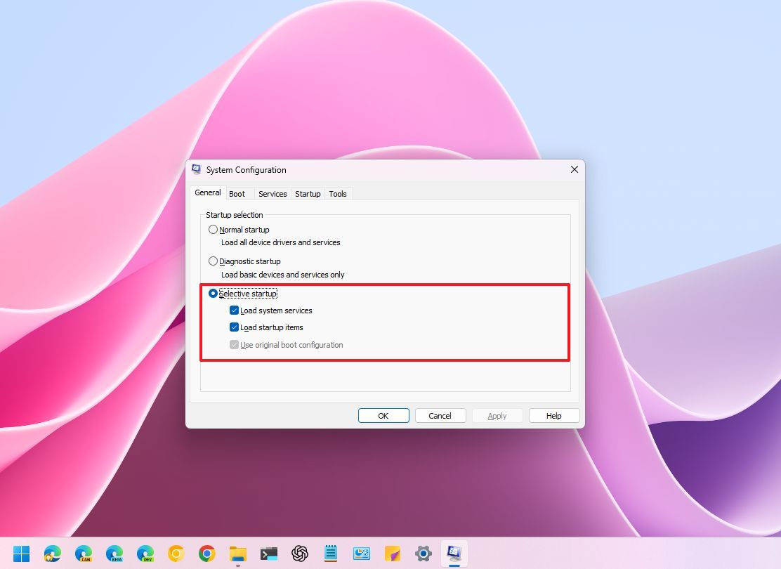 Msconfig Seçici Başlangıç