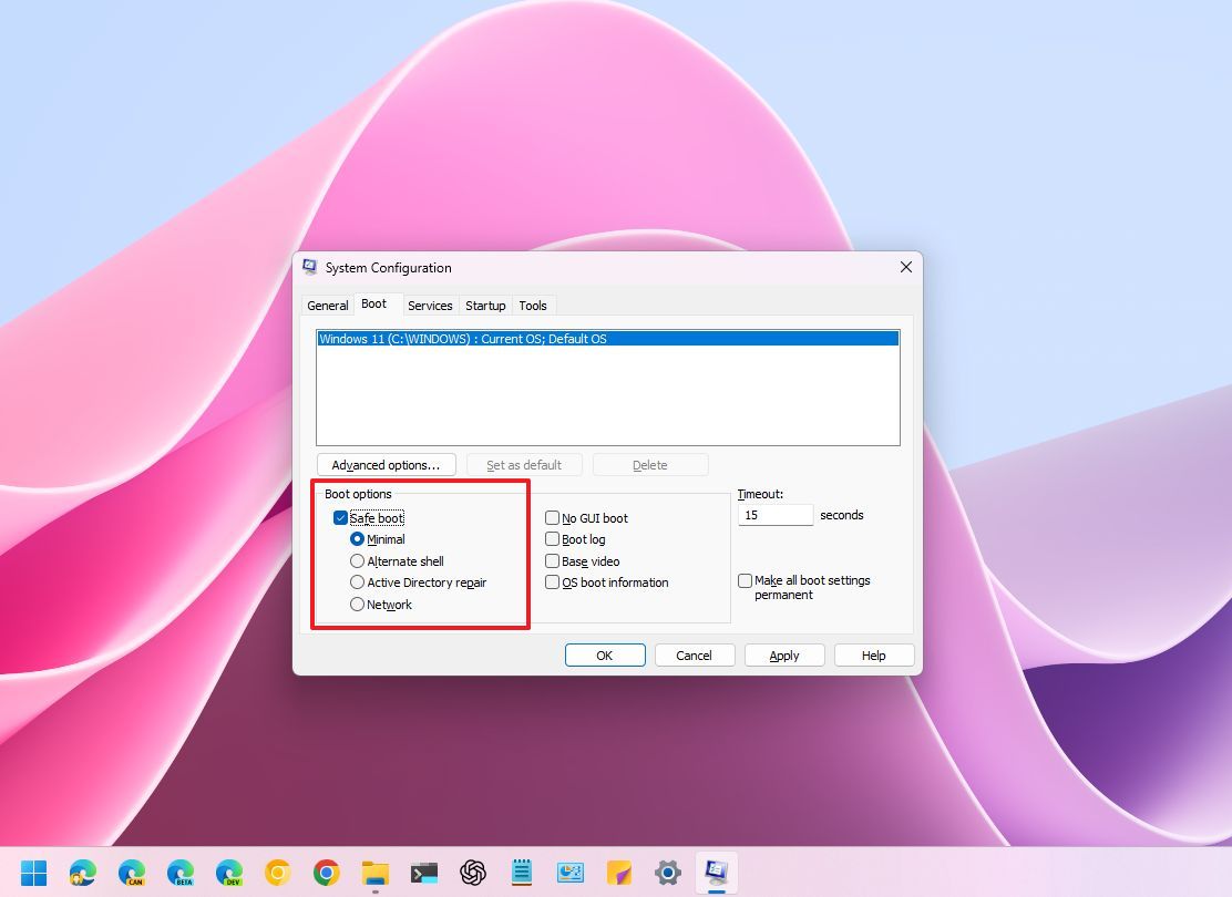 Msconfig Güvenli Önyükleme Seçenekleri