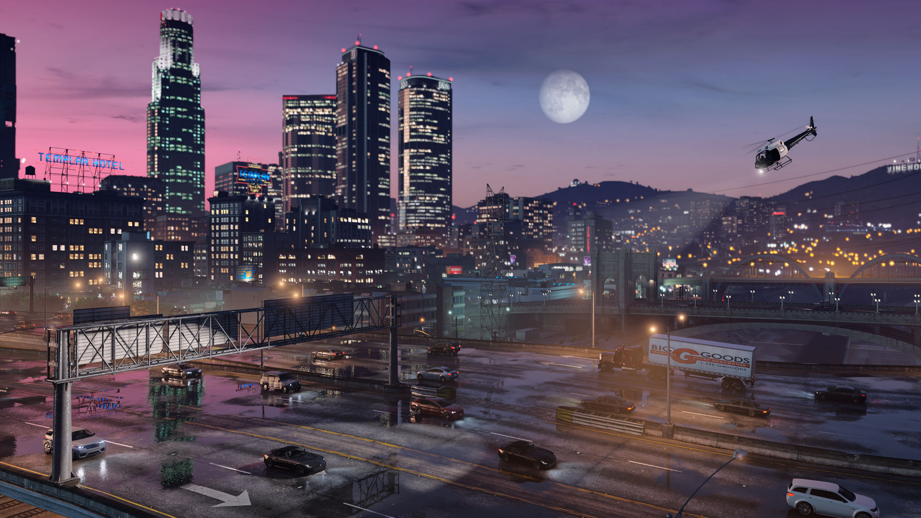 Grand Theft Auto V'nin yeni güncellenen PC bağlantı noktasının ekran görüntüsü, şimdi Ray izli efektleri gösteriyor.