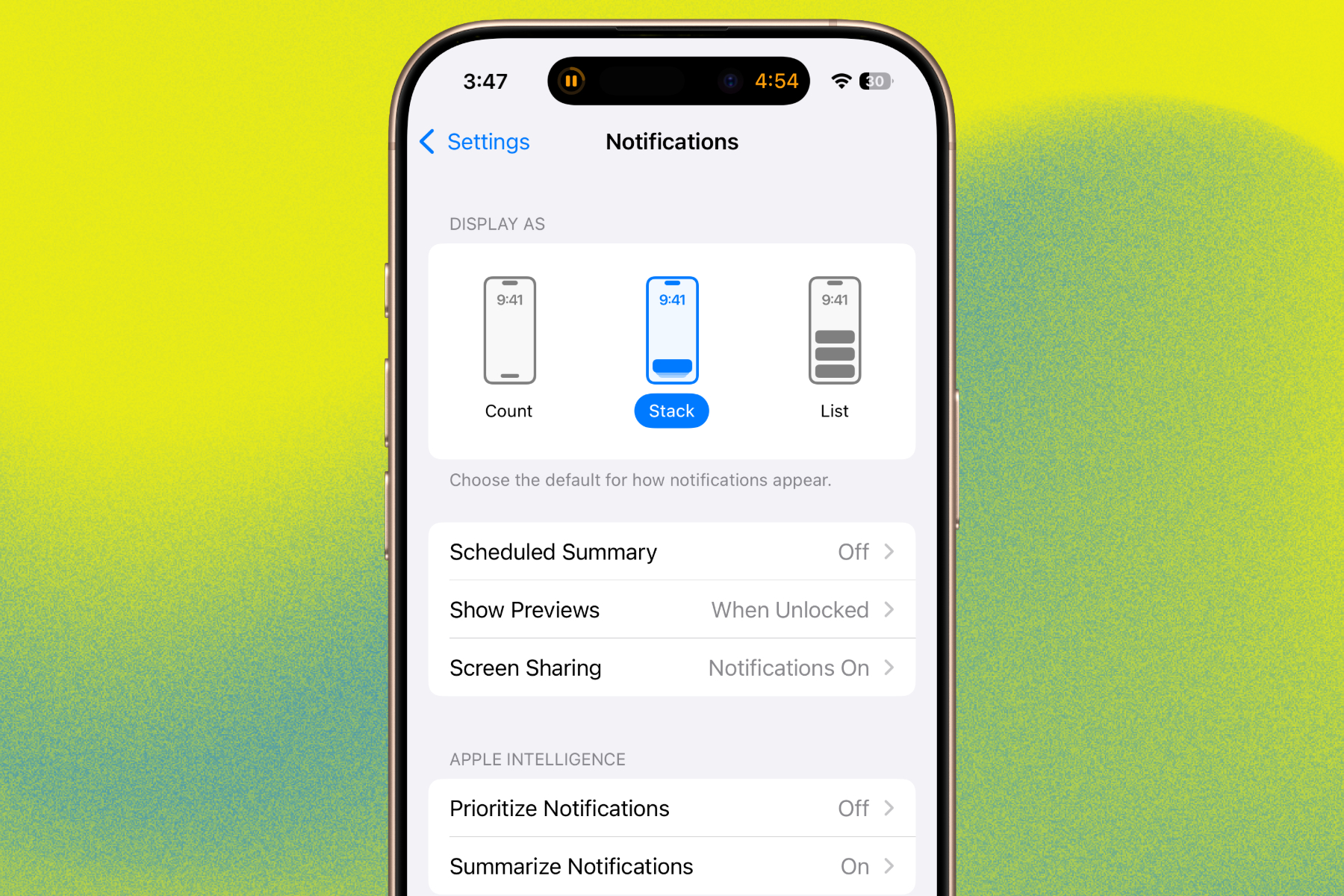 Öncelik bildirimleri bir iPhone'da geçiş yapın