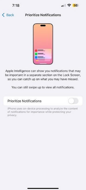 İOS 18.4 Beta 1 güncellemesini yükledikten sonra bildirimlere kilit ekranınızda öncelik verebilirsiniz. | Image Credit -Phonearena - Apple'ın iOS 18.4 Beta 1 geldi ve görüntü oyun alanı için yeni bir çizim stili içeriyor