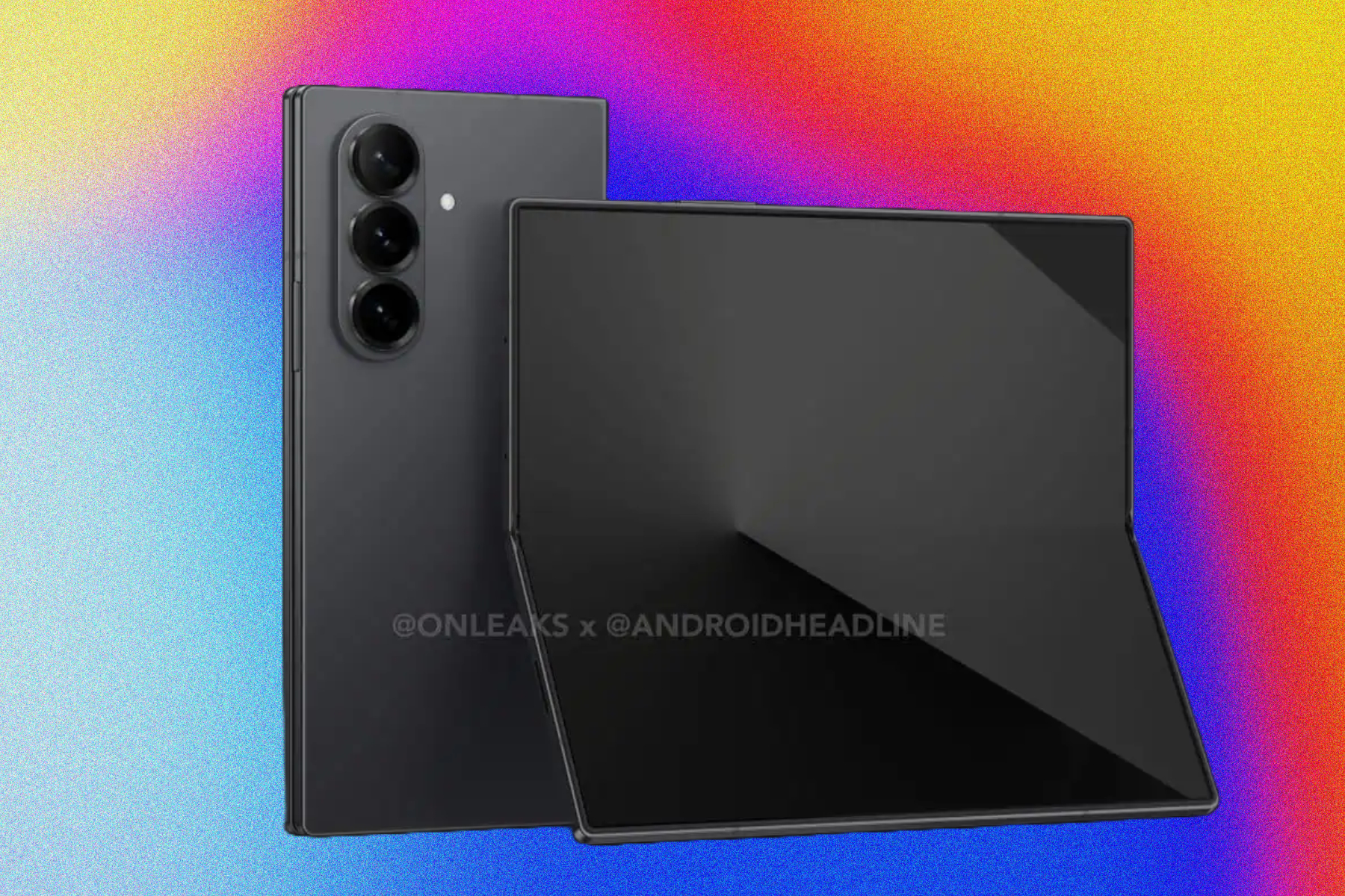 Samsung Galaxy Z kat 7'nin ön ve arka profillerini gösteren sızdırılmış render.