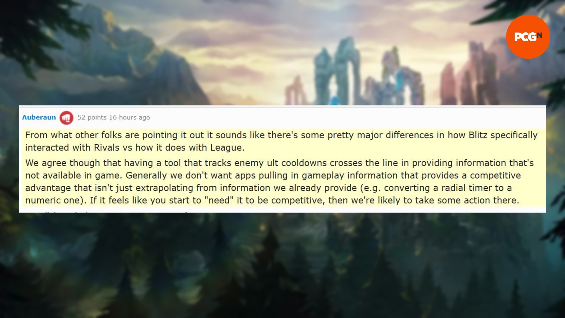 Riot Games'ten Blitz ve diğer üçüncü taraf araçlarının kullanımını tartışan bir Reddit yorumu, League of Legends