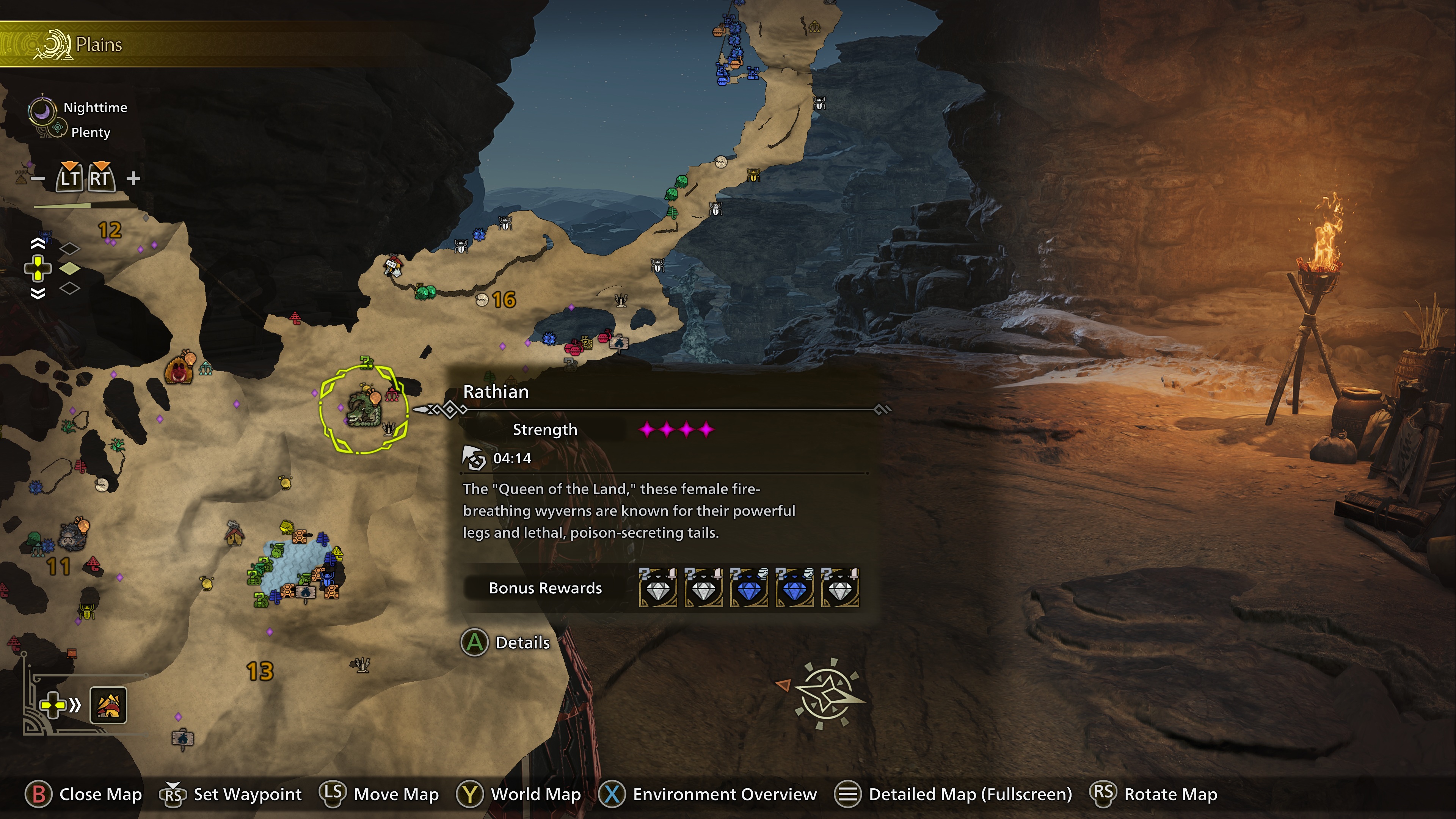 Monster Hunter Wilds'teki Canavarın Güç Seviyesinin Oyun İçi Ekran Görüntüsü