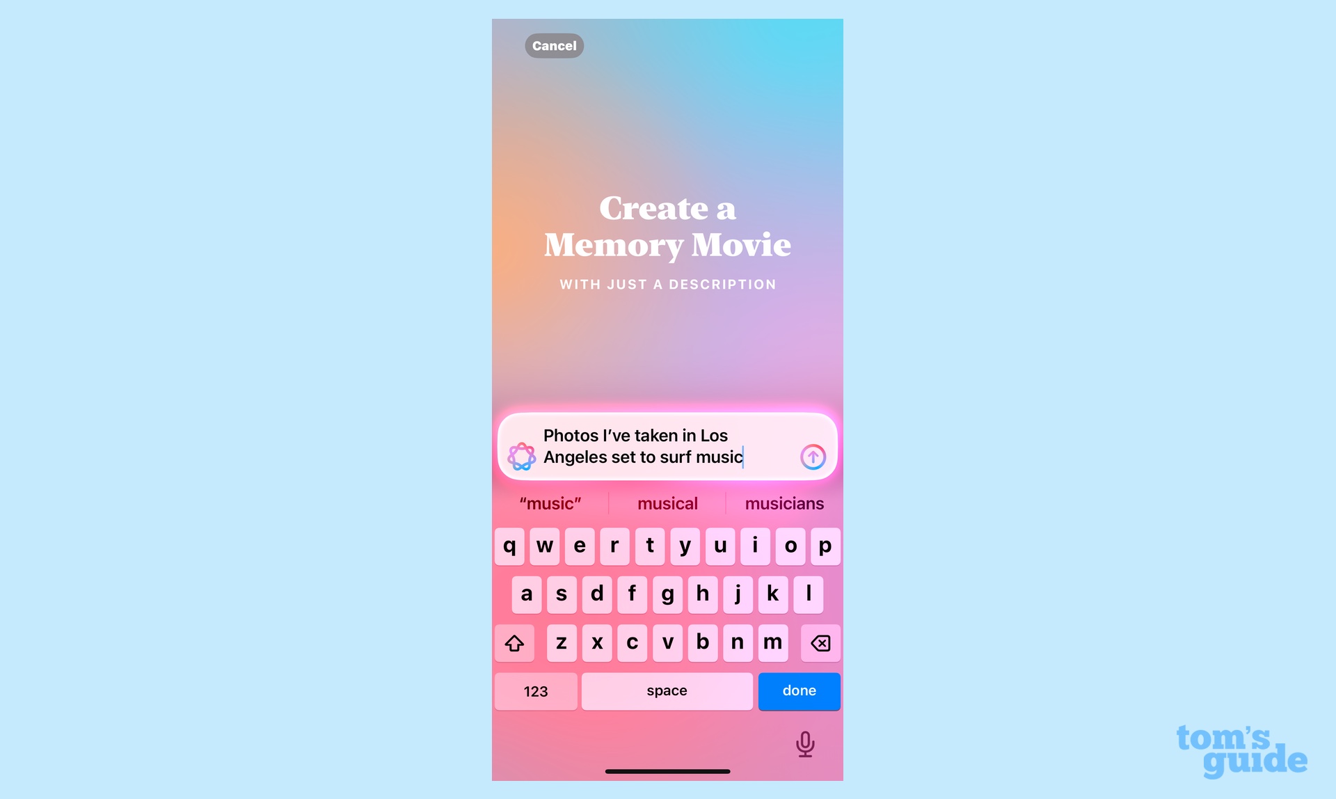 iOS 18.4'te bir metin istemi ile bir bellek filmi oluşturmak