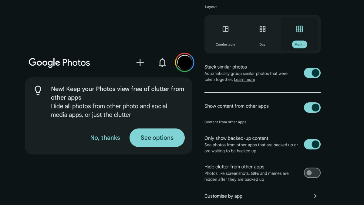 Google Fotoğraflar Gride Görünümü Satır içi Google Fotoğraflar, Dağınıklığı Azaltmak İçin Yeni Özelleştirmeler Ekliyor