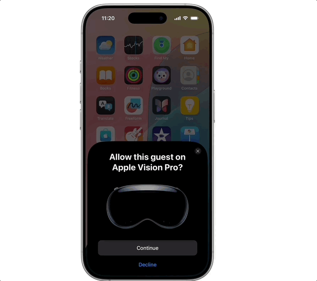 İPhone'da Apple Vision Pro Misafir Modu