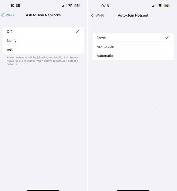 Bu iki Wi-Fi ayarı, varsayılan olarak, iPhone kullanıcıları ASAP/ tarafından devre dışı bırakılmalıdır.