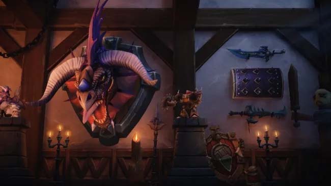 World of Warcraft'ta duvarda Oniksia kafa kupası.