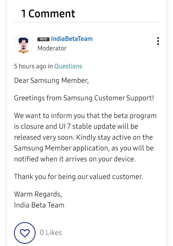 Birkaç beta yapısından sonra, Samsung nihayet bir UI 7'yi serbest bırakmaya hazır