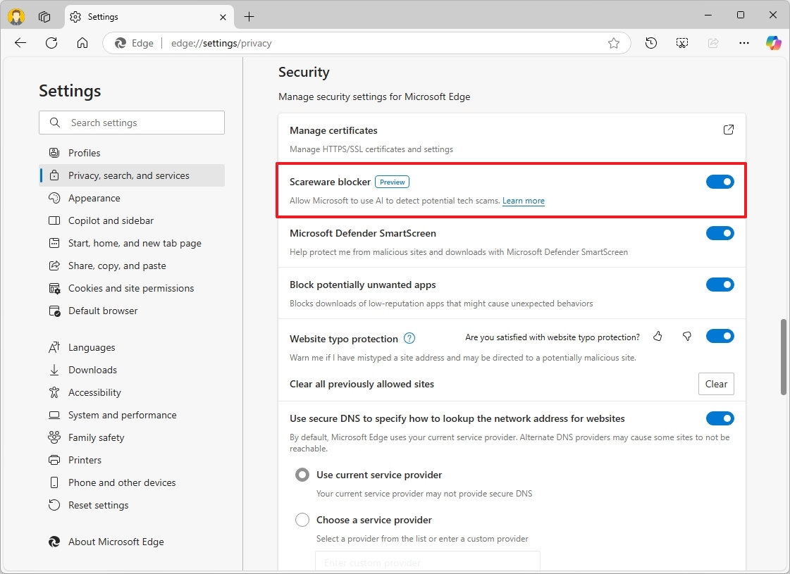 Scareware Blocker özelliğini etkinleştir