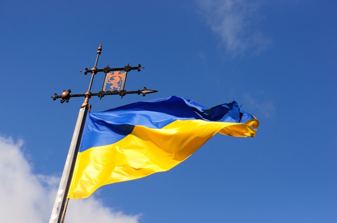Lviv City'de Ukrayna bayrağı