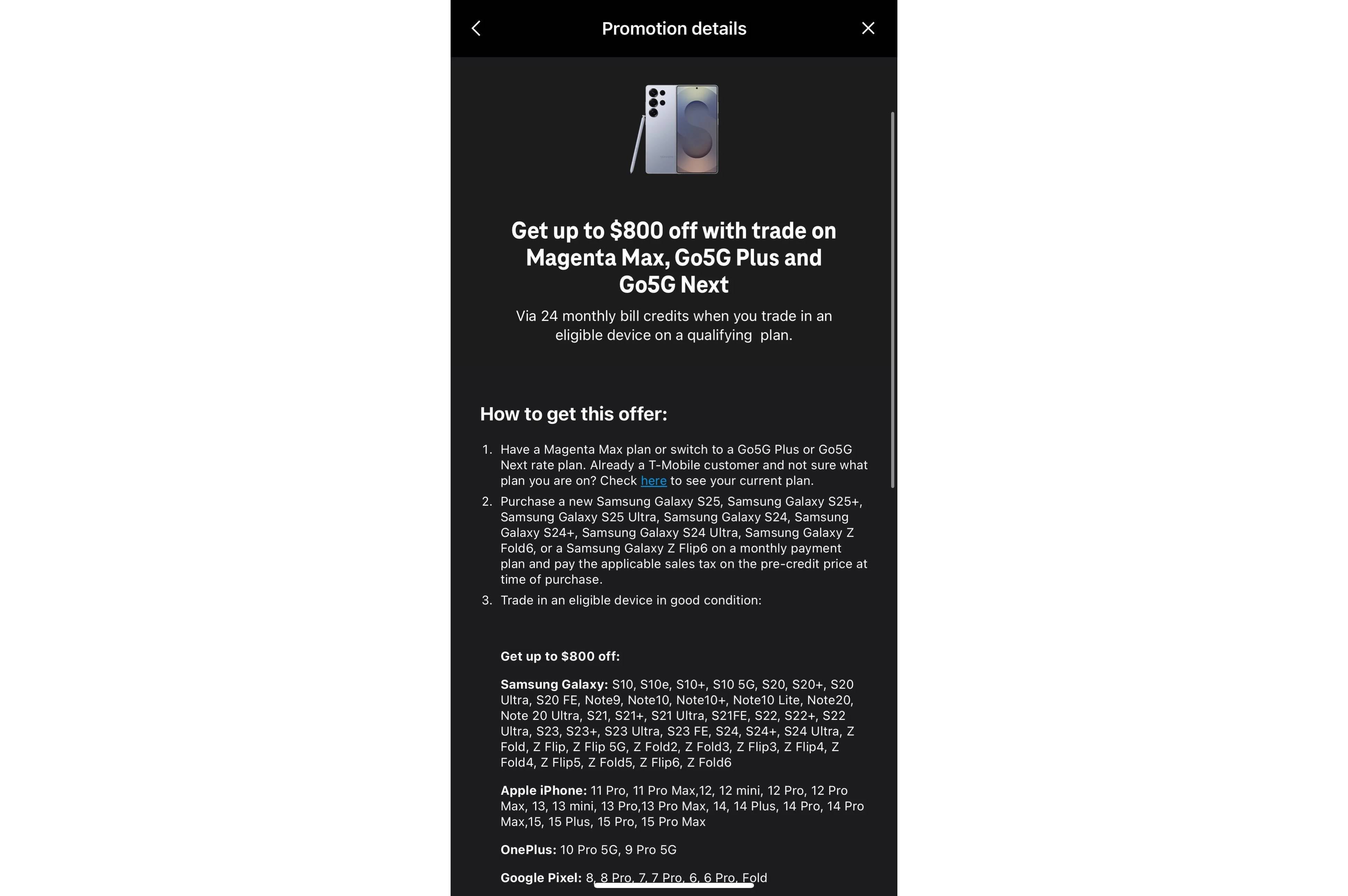 T-Mobile Galaxy S25 anlaşması