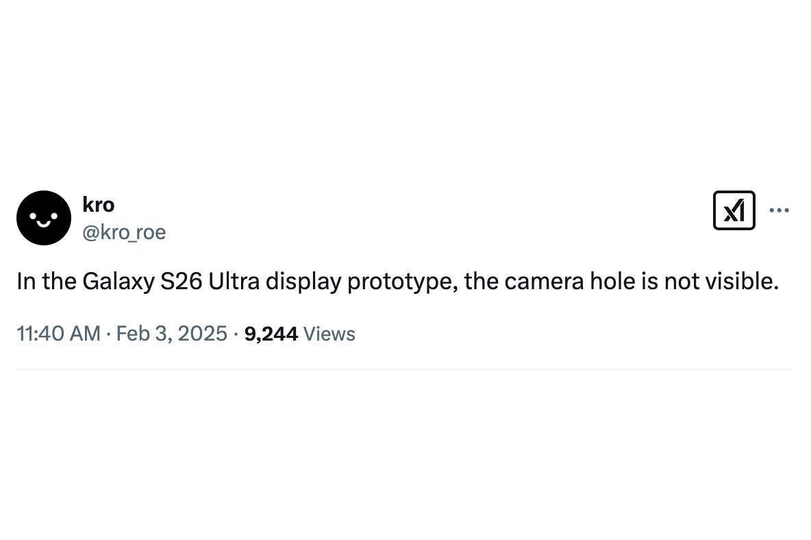 Galaxy S26 Ultra Ekran Kamerası Altında