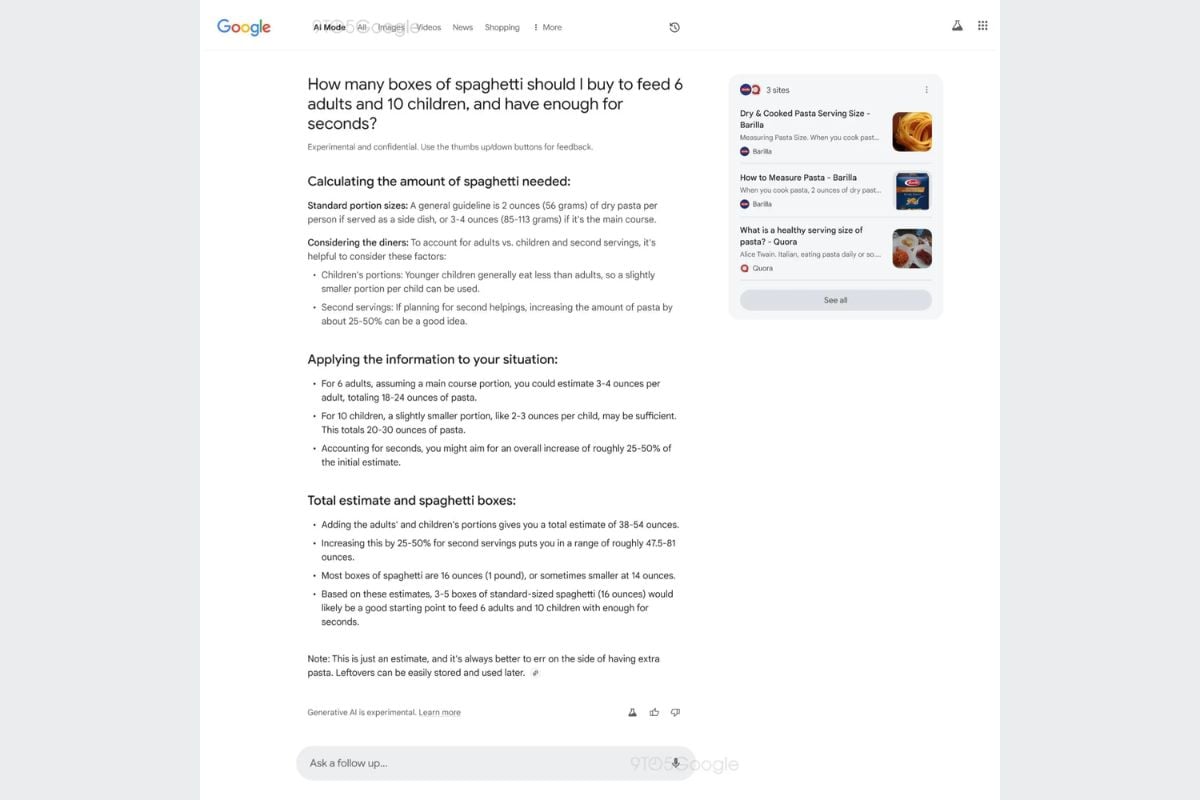 Google Arama'da Google Arama AI Modu AI modu