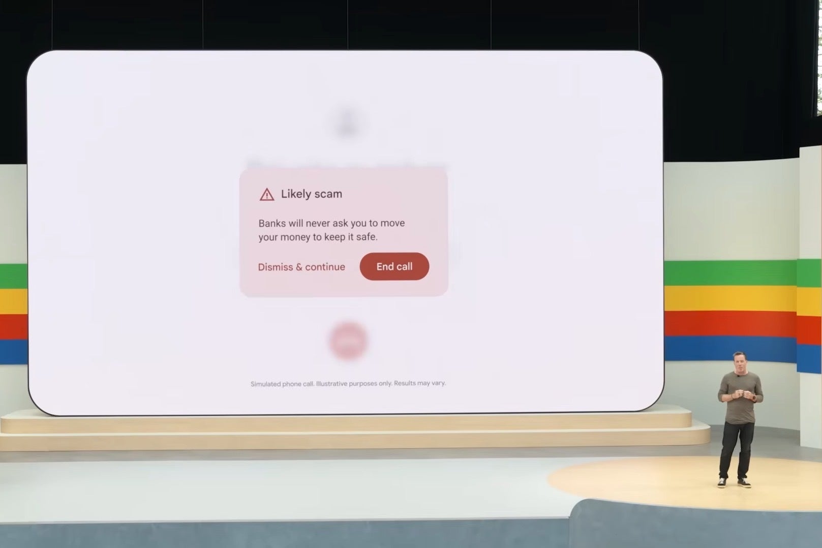 Google I/O 2024 Scam Koruma Sunumu'ndan ekran görüntüsü