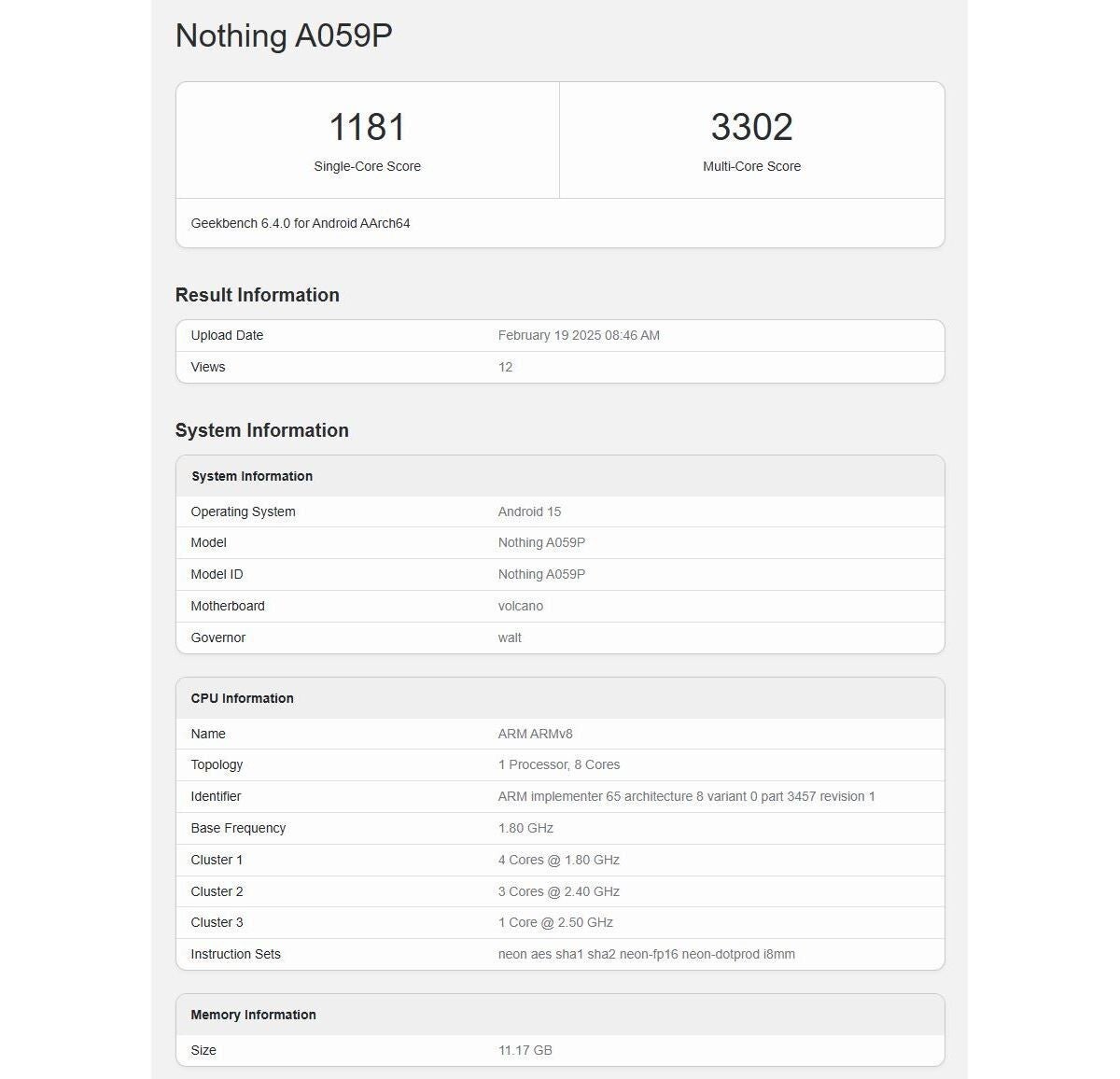 Geekbench Sonuçları Hiçbir Şey Telefon (3A) Pro olabilir. | Resim Kredisi - GSMARENA - Hiçbir Şey Telefon (3A) Pro Geekbench'te sızdırıldı ve sonuçlar, karışık bir çanta