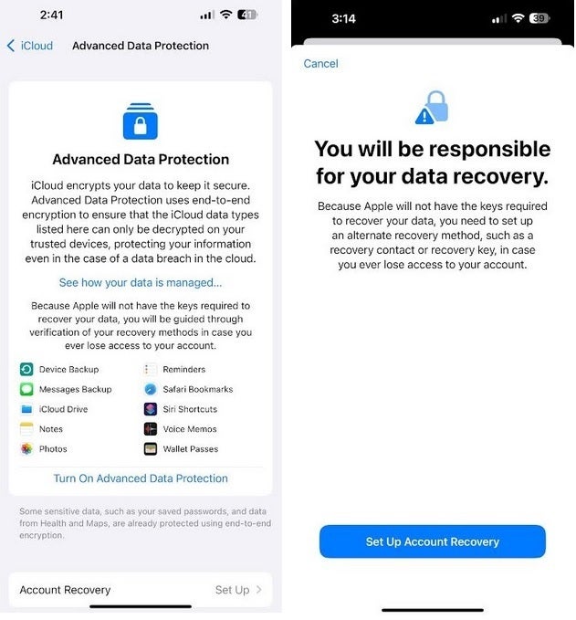 Gelişmiş veri koruması, hassas iCloud verilerinizde uçtan uca şifreleme uygular. Image Credit -Phonearena - iPhone iCloud veri şifrelemesini kaybetme konusunda endişeli olanlar şu anda bu özelliği etkinleştirmeli