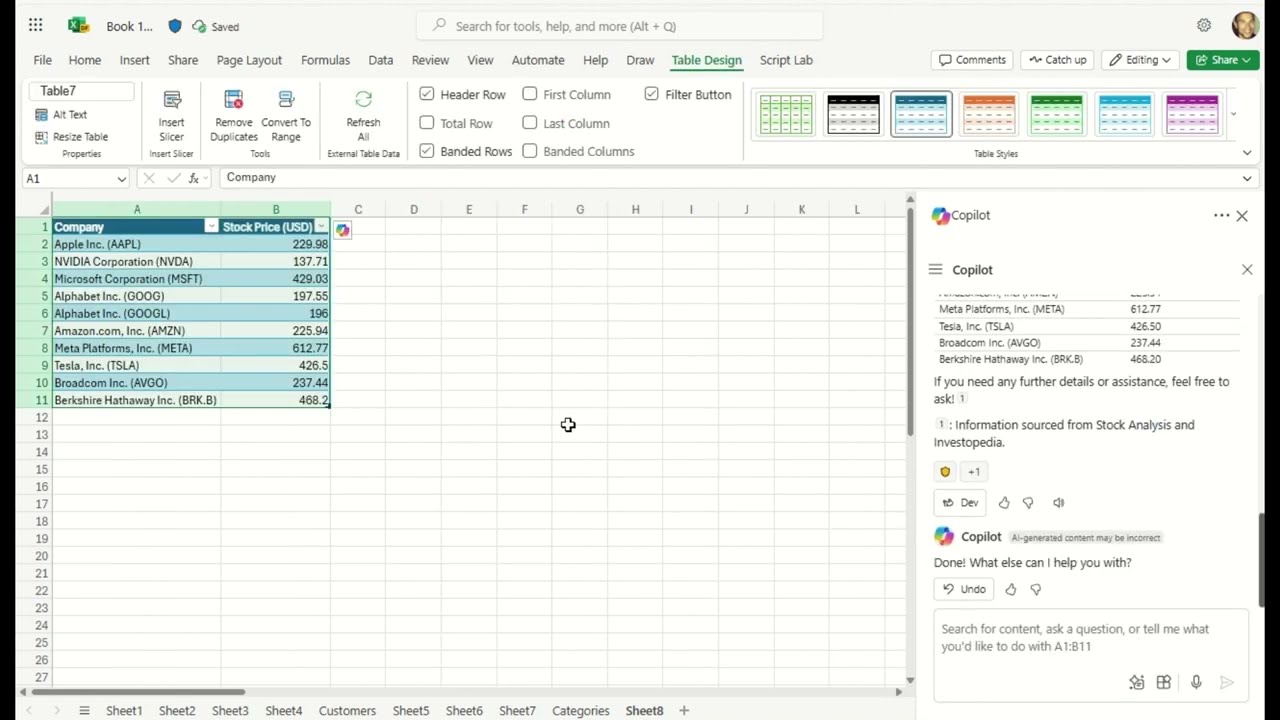 Excel'de Copilot ile Web'i arayın - YouTube