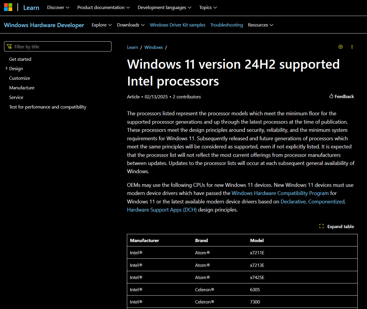 Windows 11 Sürüm 24H2 - Intel CPU Destek Listesi