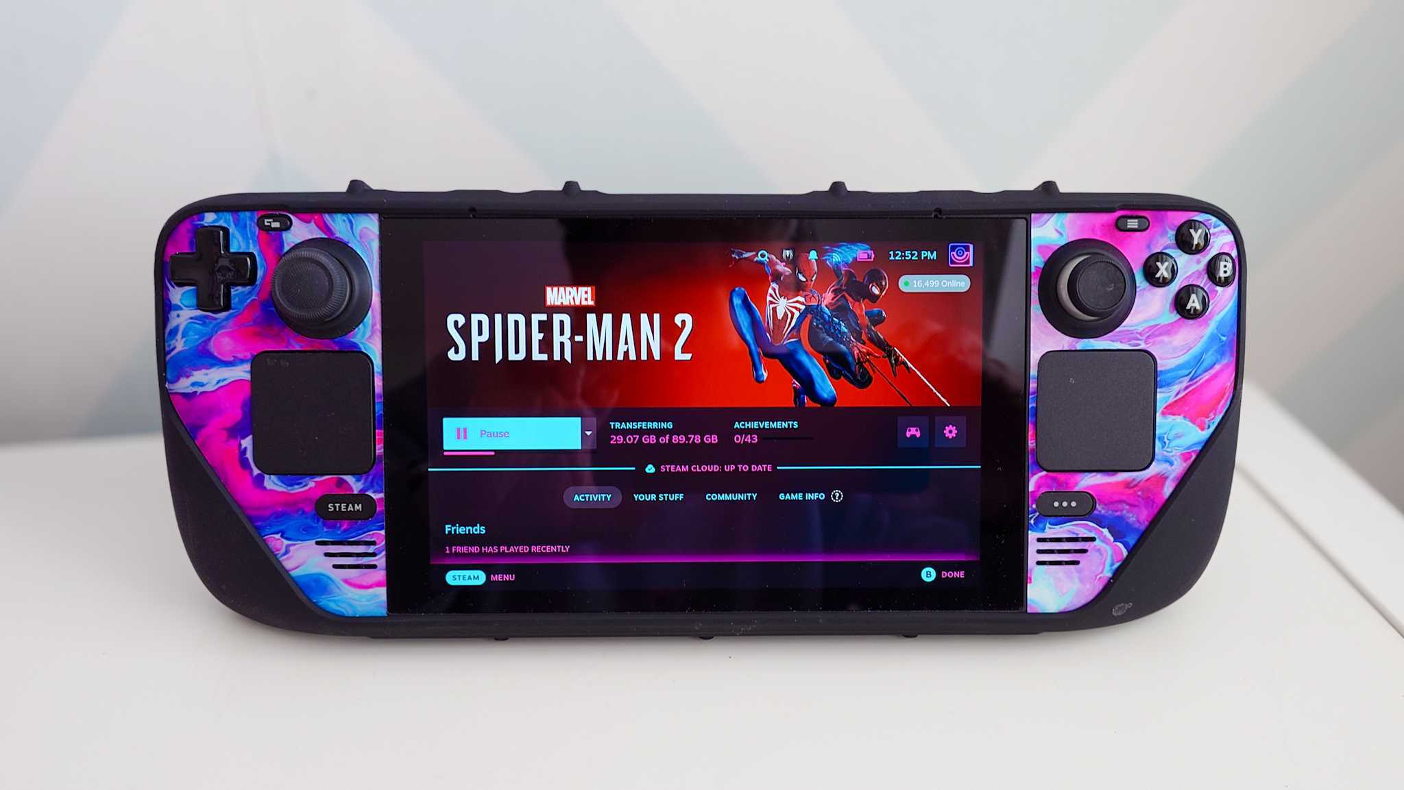Spider-Man 2 PlayCount Canlı Player verilerini gösteren buhar güvertesindeki Steam Kütüphanesinde.