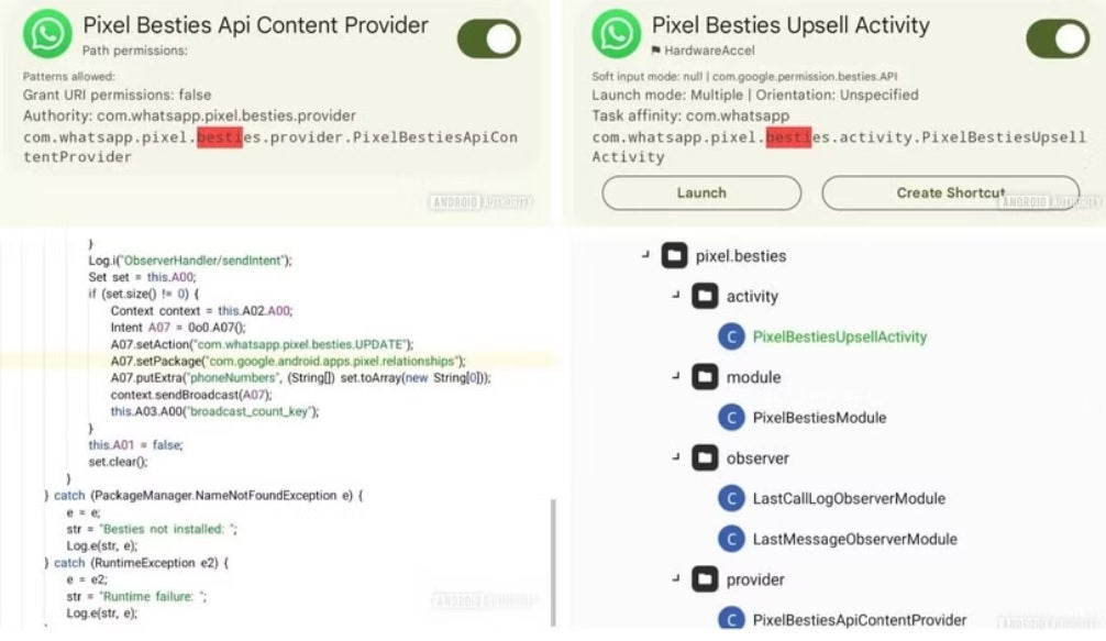 WhatsApp API içerik sağlayıcısı, WhatsApp çağrıları ve Pixel Bestties ile ilgili mesajlar hakkında özelliğe bilgi gönderir. | Image Credit -Android Authority - Pixel kullanıcıları, mesajları toplayan harika bir özellik alabilir "Besties" tek bir yerde