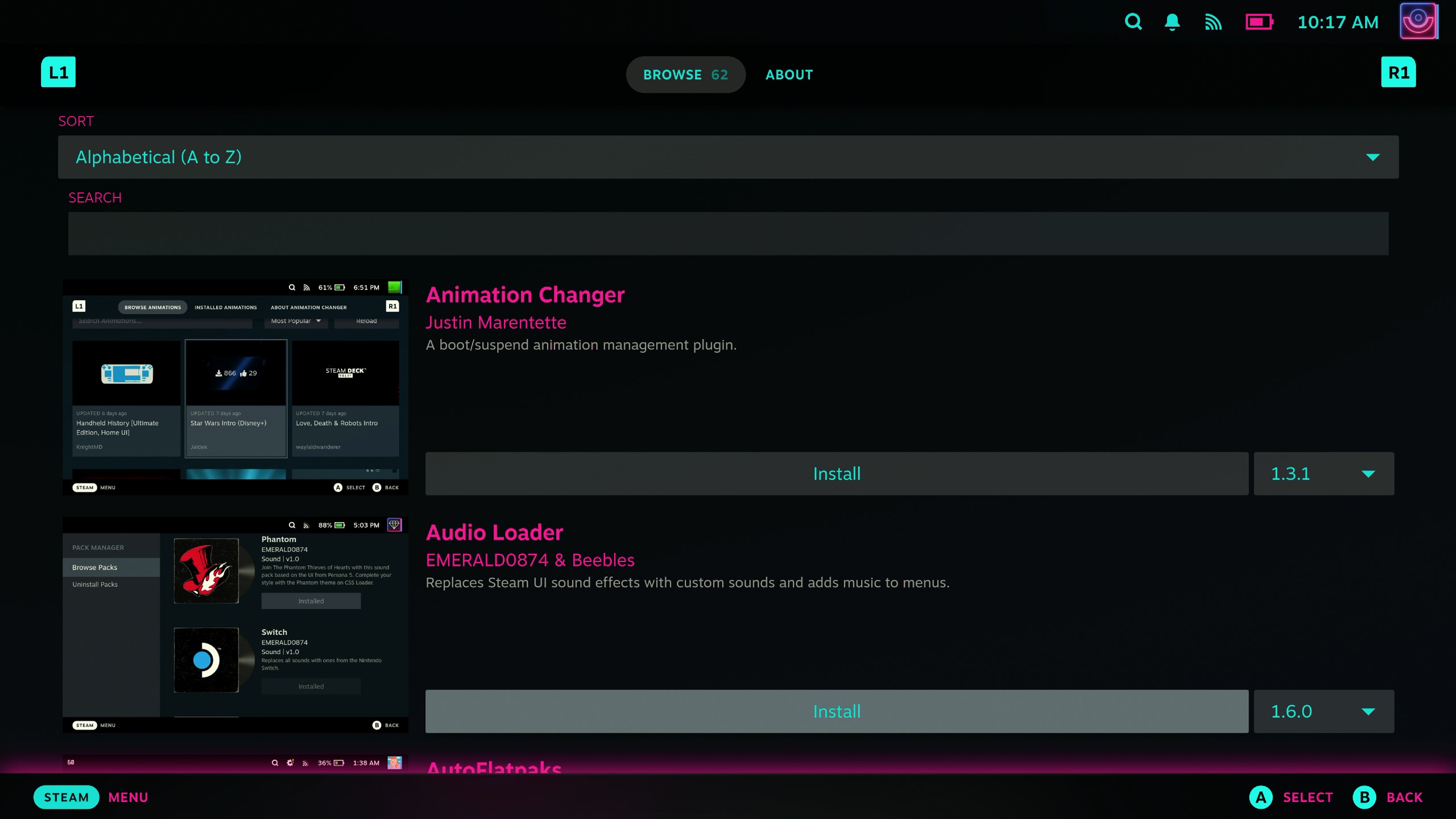 Steam güvertedeki Decky Loader mağazası