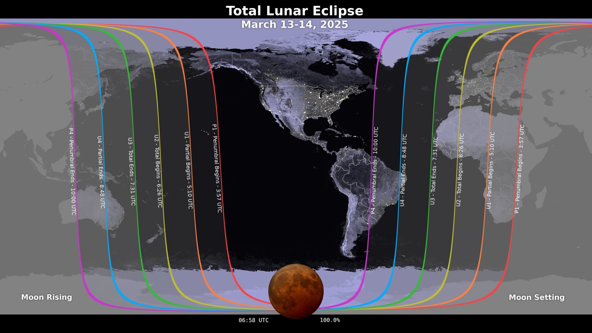 Mart 2025 Toplam Ay Eclipse Görünürlük Haritası
