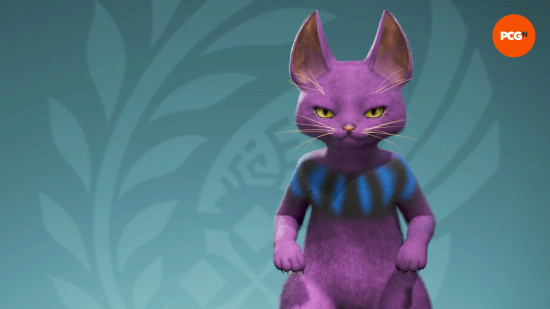 Canavar Hunter Wilds Palico Tasarım Kodları: Dragon Ball Z'den Beerus gibi görünmek için tasarlanmış bir canavar avcısı vahşi Palico.