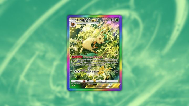 Pokemon TCG cebinde Leafeon Ex kartı.