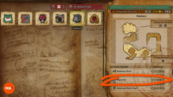 Bilgi, Monster Hunter Wilds'te Aqua Sacs'ı düşürebilen bir canavarda oturum açıyor.