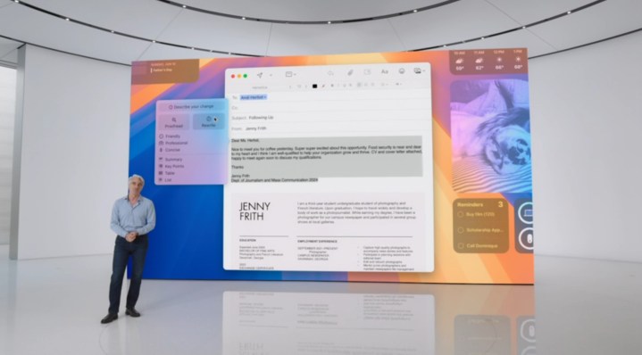 Apple, Apple Intelligence'da yazma özelliklerini gösteriyor.