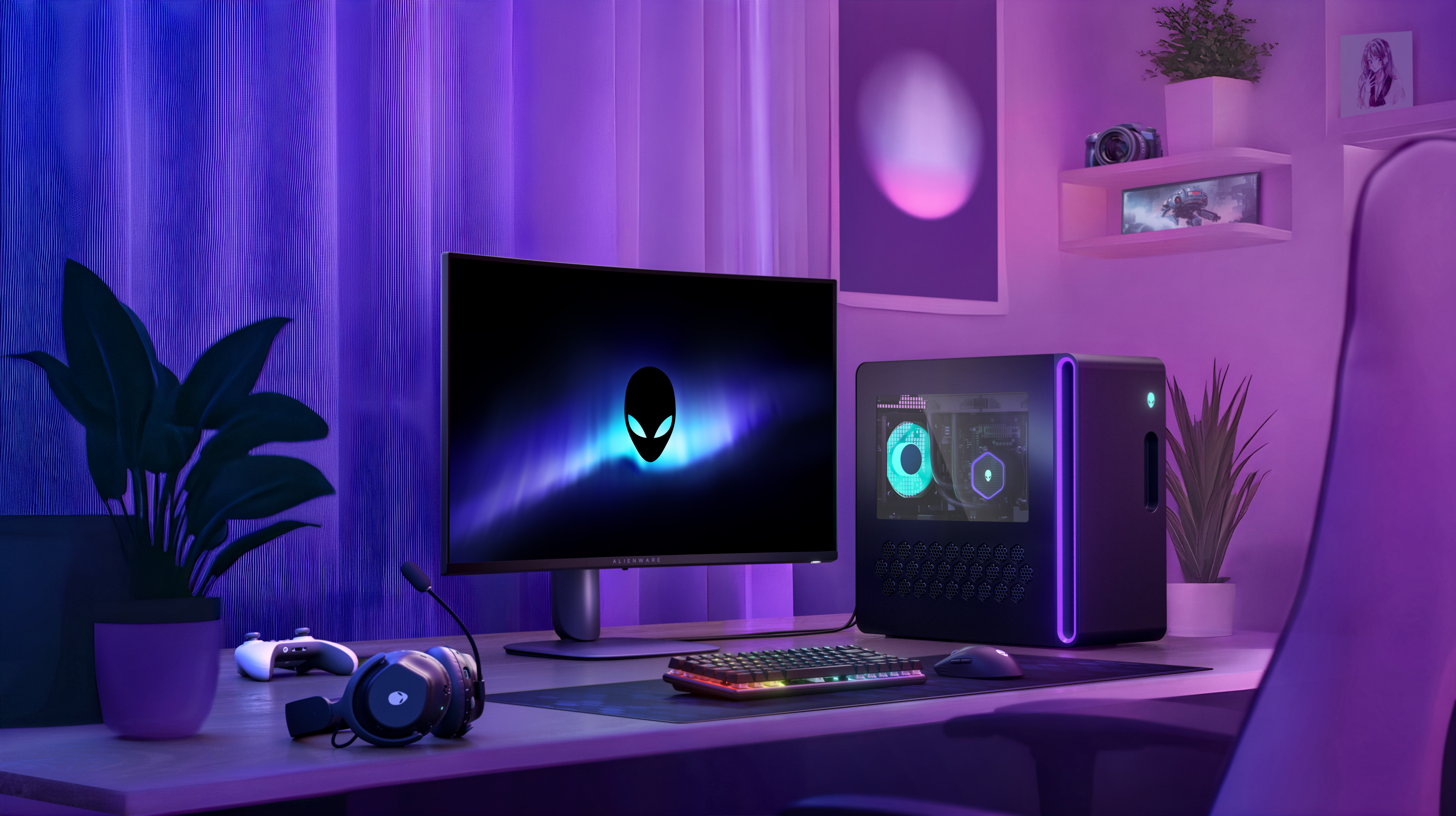 Alienware oyun monitörünün görüntüsü.