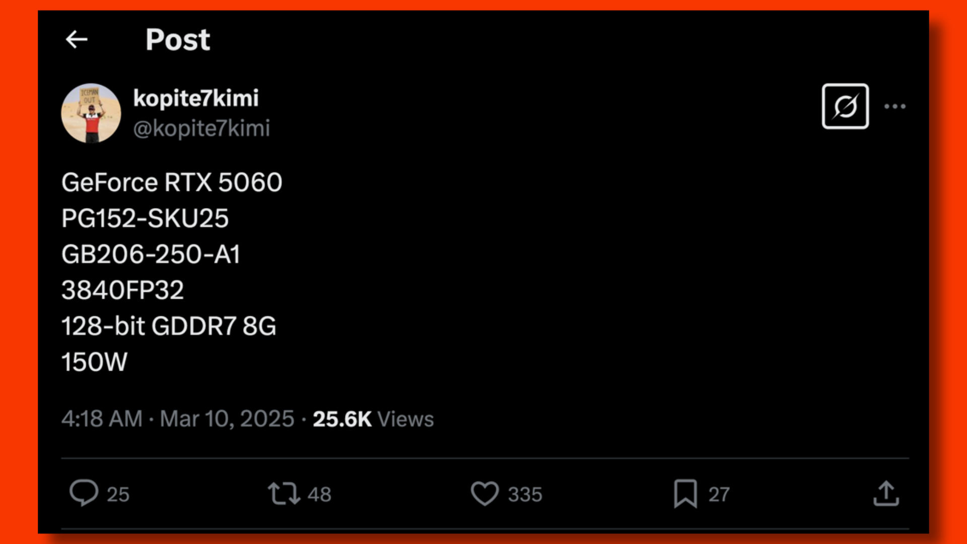 Kopite7Kimi RTX 5060 Specs Söylentisi