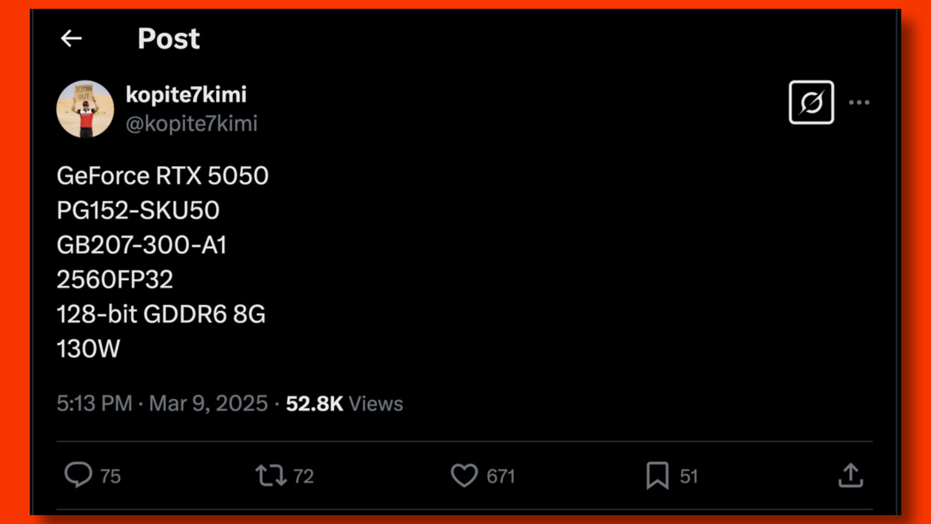 Kopite7Kimi RTX 5050 Specs Söylentisi
