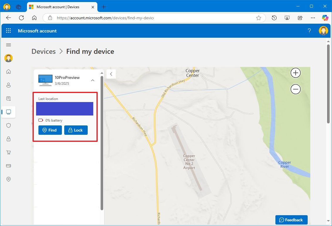 Microsoft hesabı cihaz bilgilerimi bul