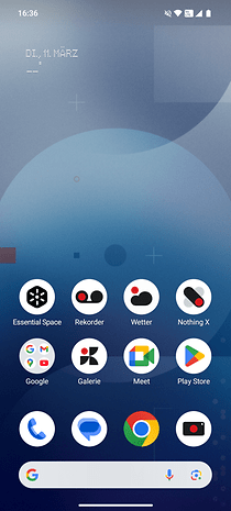Ana ekran görüntüsü hiçbir şey telefon 3a
