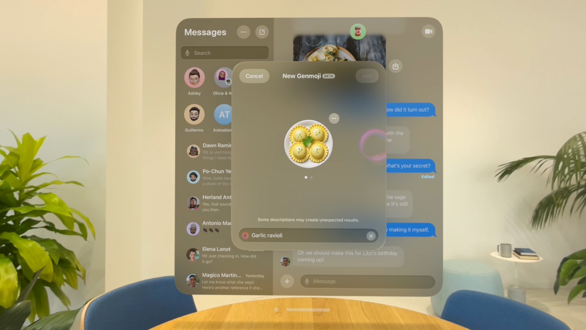 Apple Vision Pro'da Genmoji