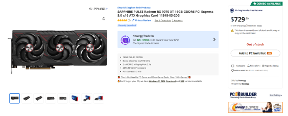 Sapphire Pulse RX 9070 XT Newegg