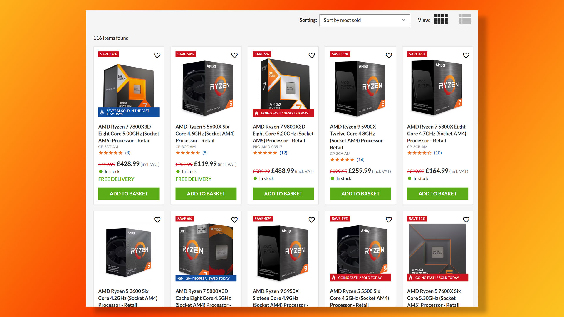 AMD vs Intel CPU Overclockers'da satışlar.