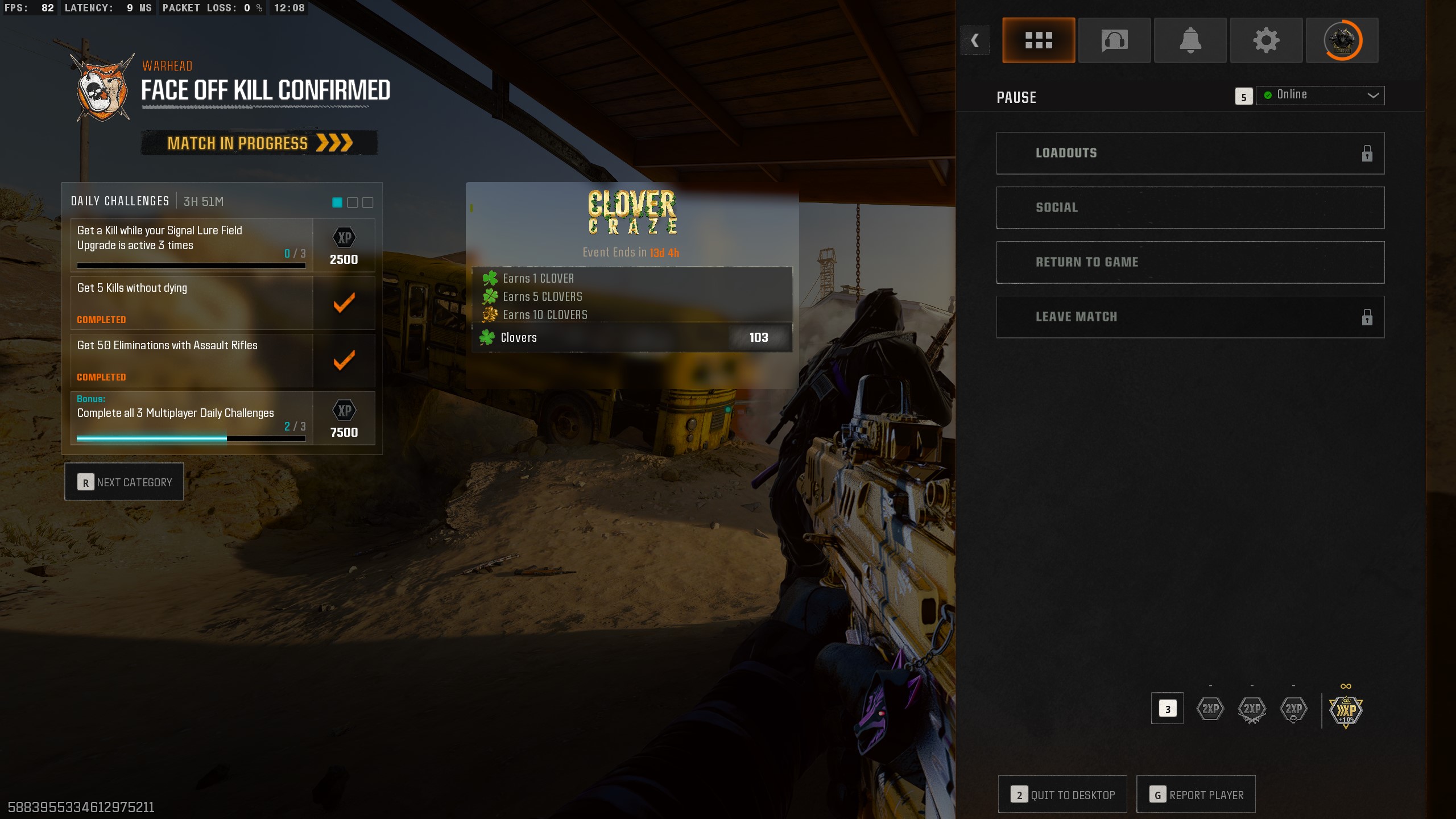 Clover Craze Ödülleri Black Ops 6'da.