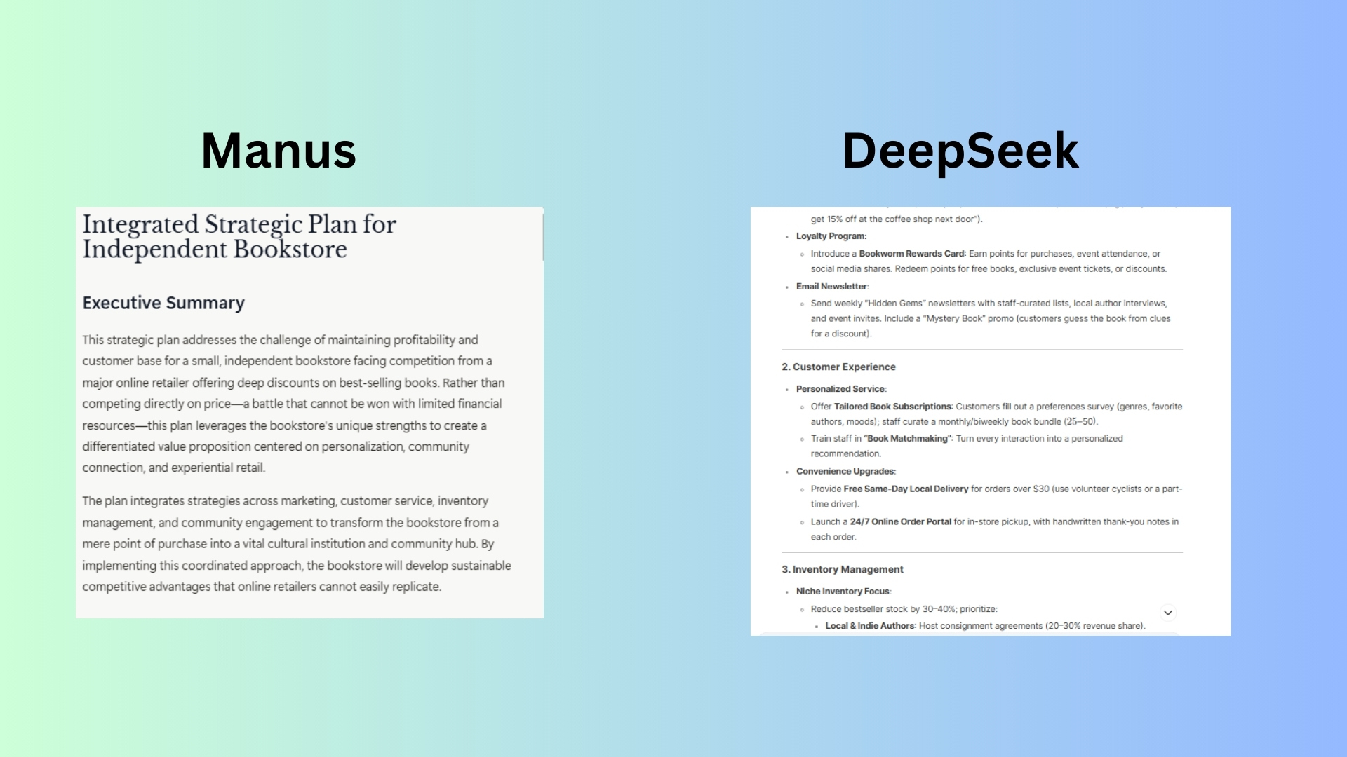 Manus ve Deepseek ekran görüntüsü