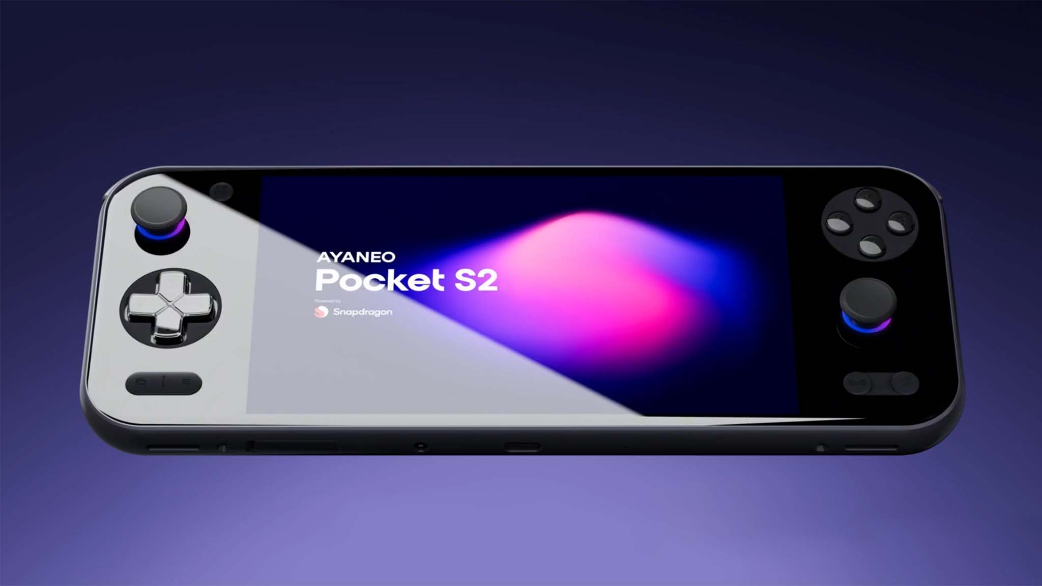 Ayeo Pocket S2 bir periwinkle gradyan arka plan üzerinde.