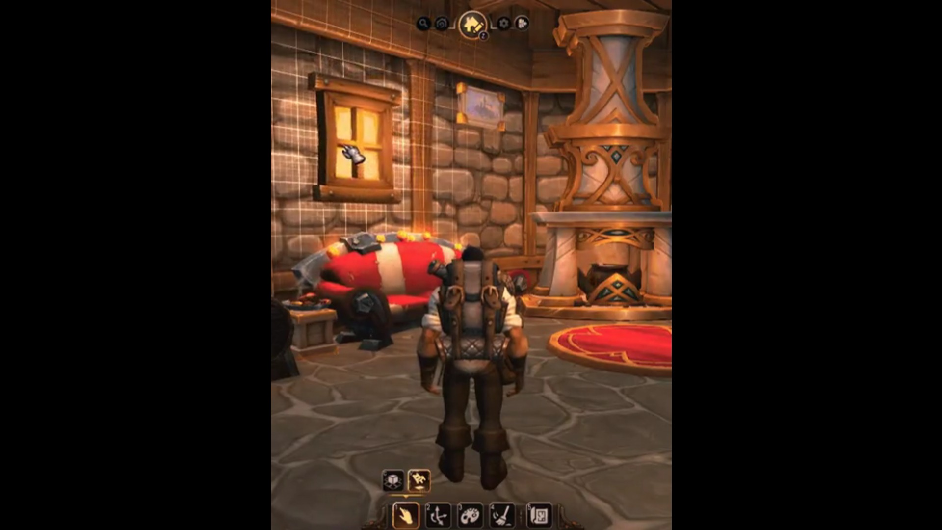 World of Warcraft'ta mobilya düzenleyen bir oyuncunun oyun içi ekran görüntüsü